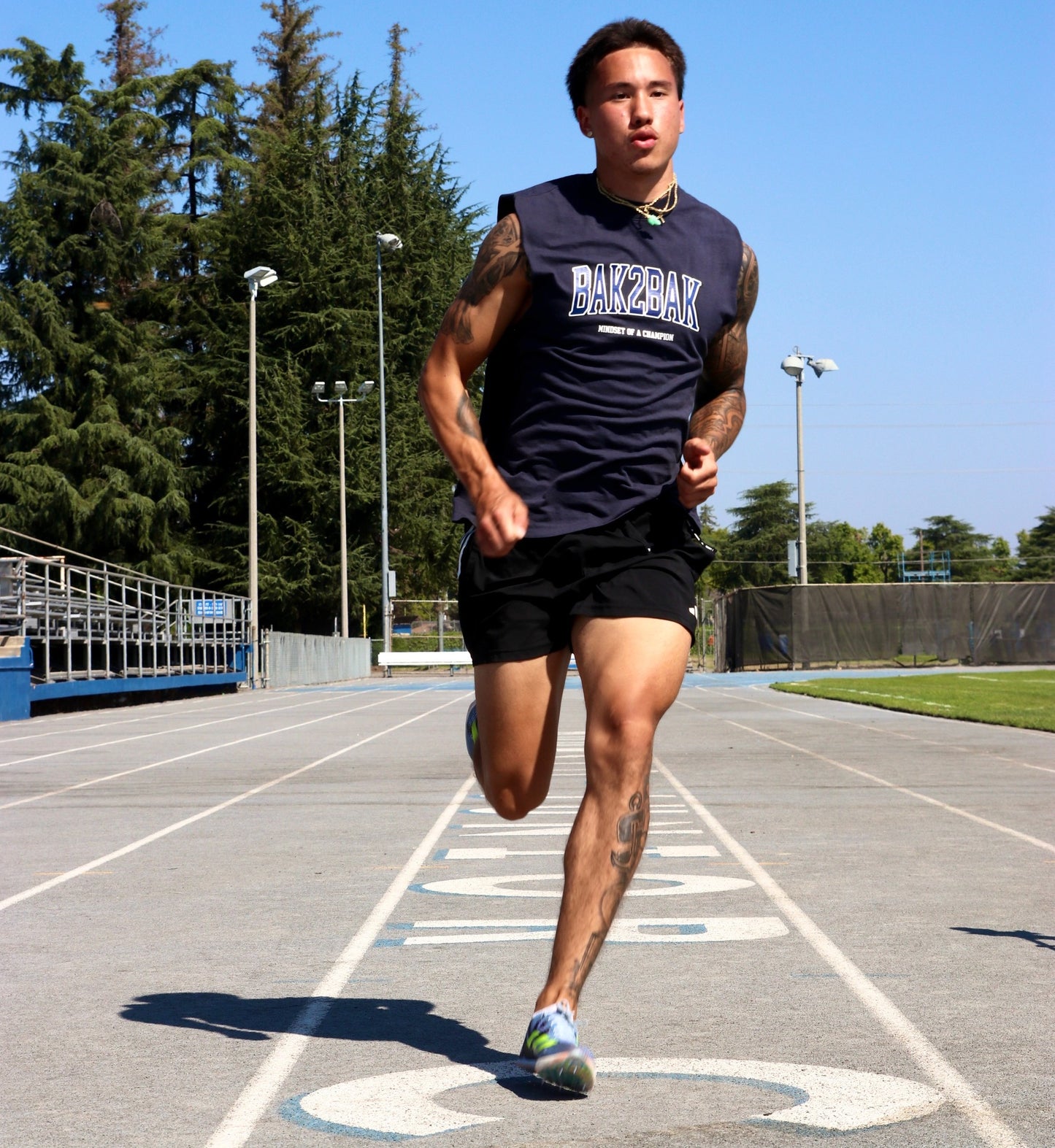Liquid blue muscle tee