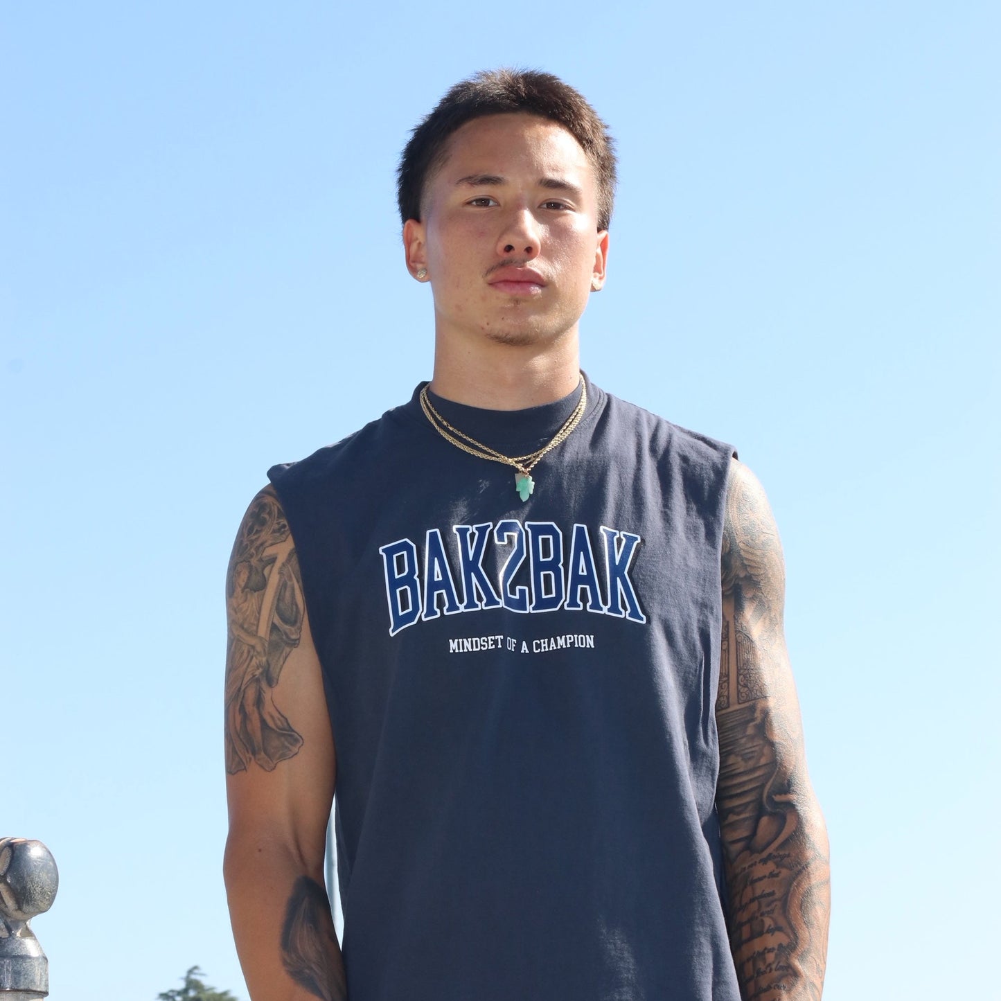 Liquid blue muscle tee