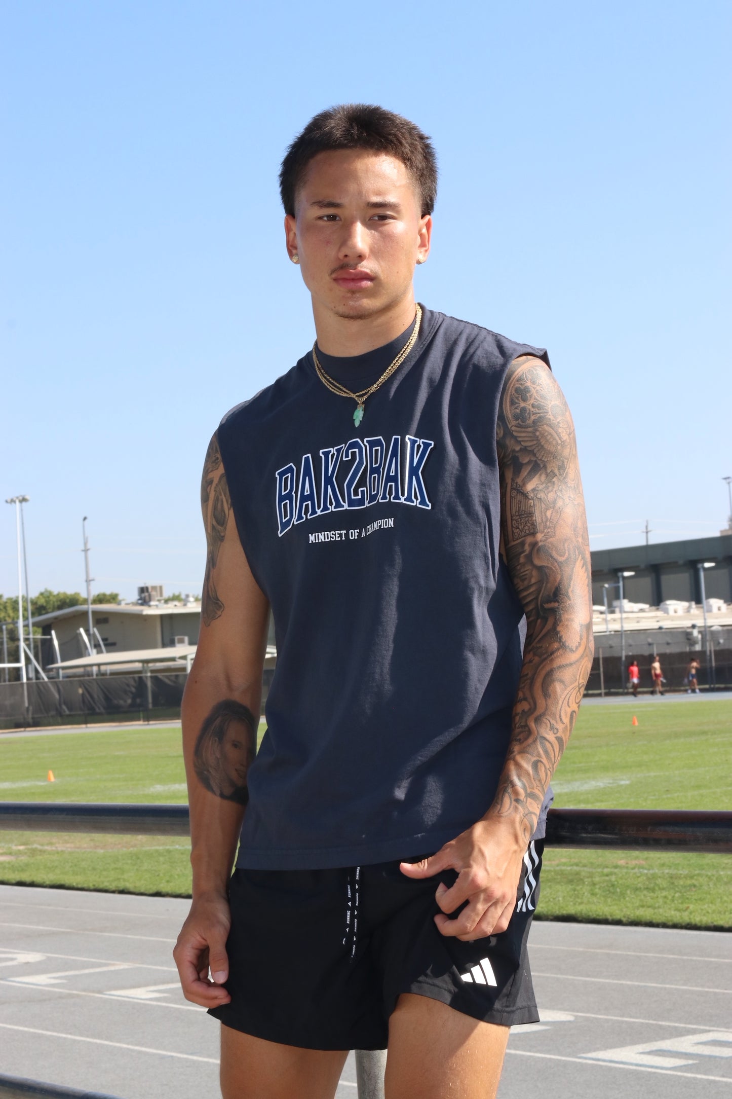 Liquid blue muscle tee